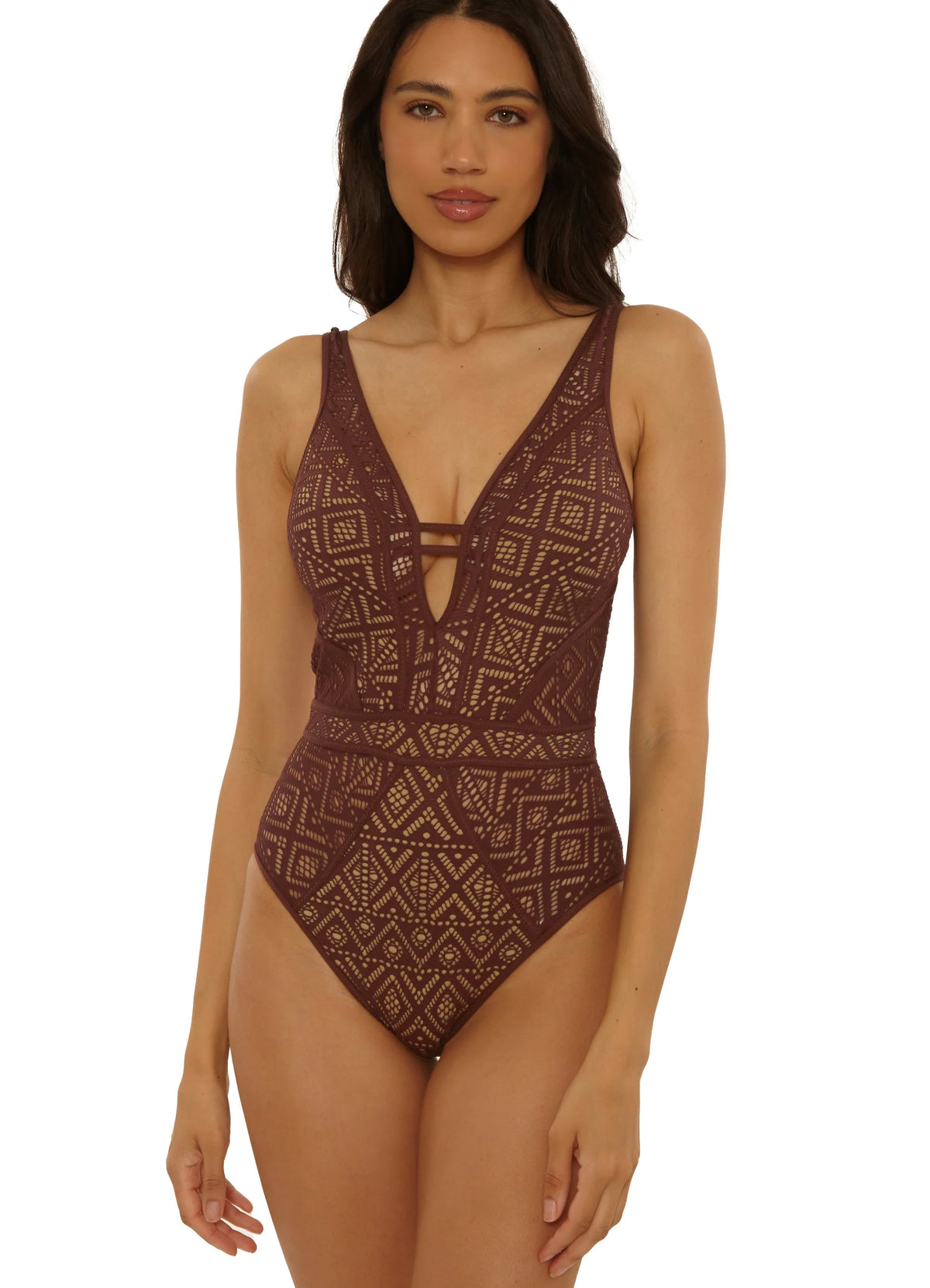 Color Play One Piece Plunge in Mocha - Becca