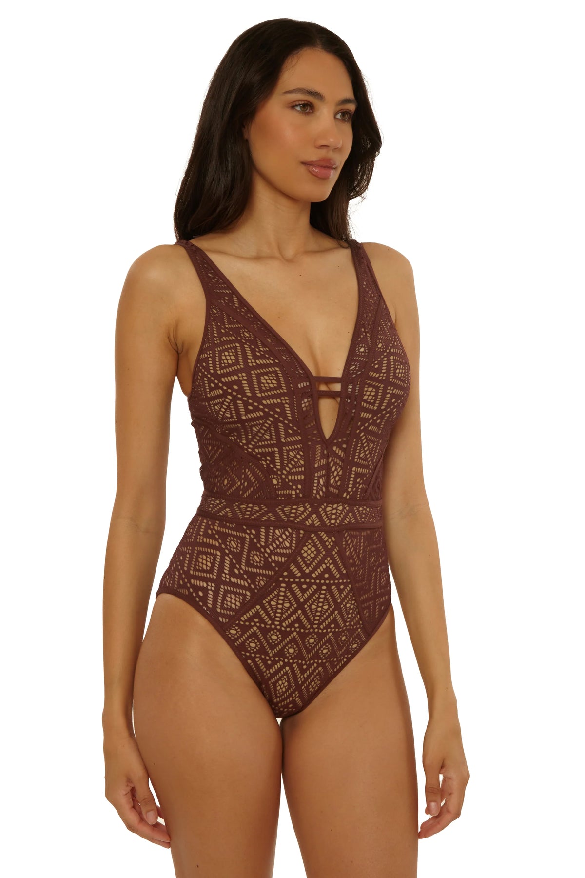 Color Play One Piece Plunge in Mocha - Becca