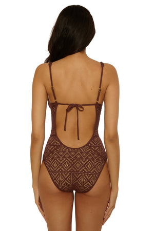 Color Play One Piece Plunge in Mocha - Becca