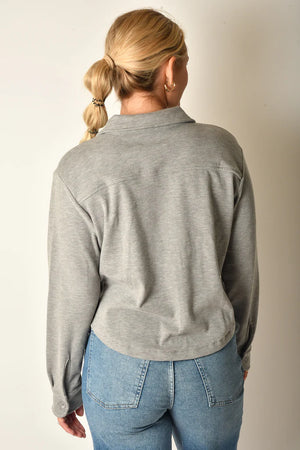 Crop Long Sleeve Shirt in Grey - Bobi