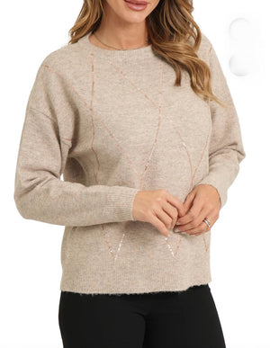 Argyle w sequin sweater-Love Token LT75-287