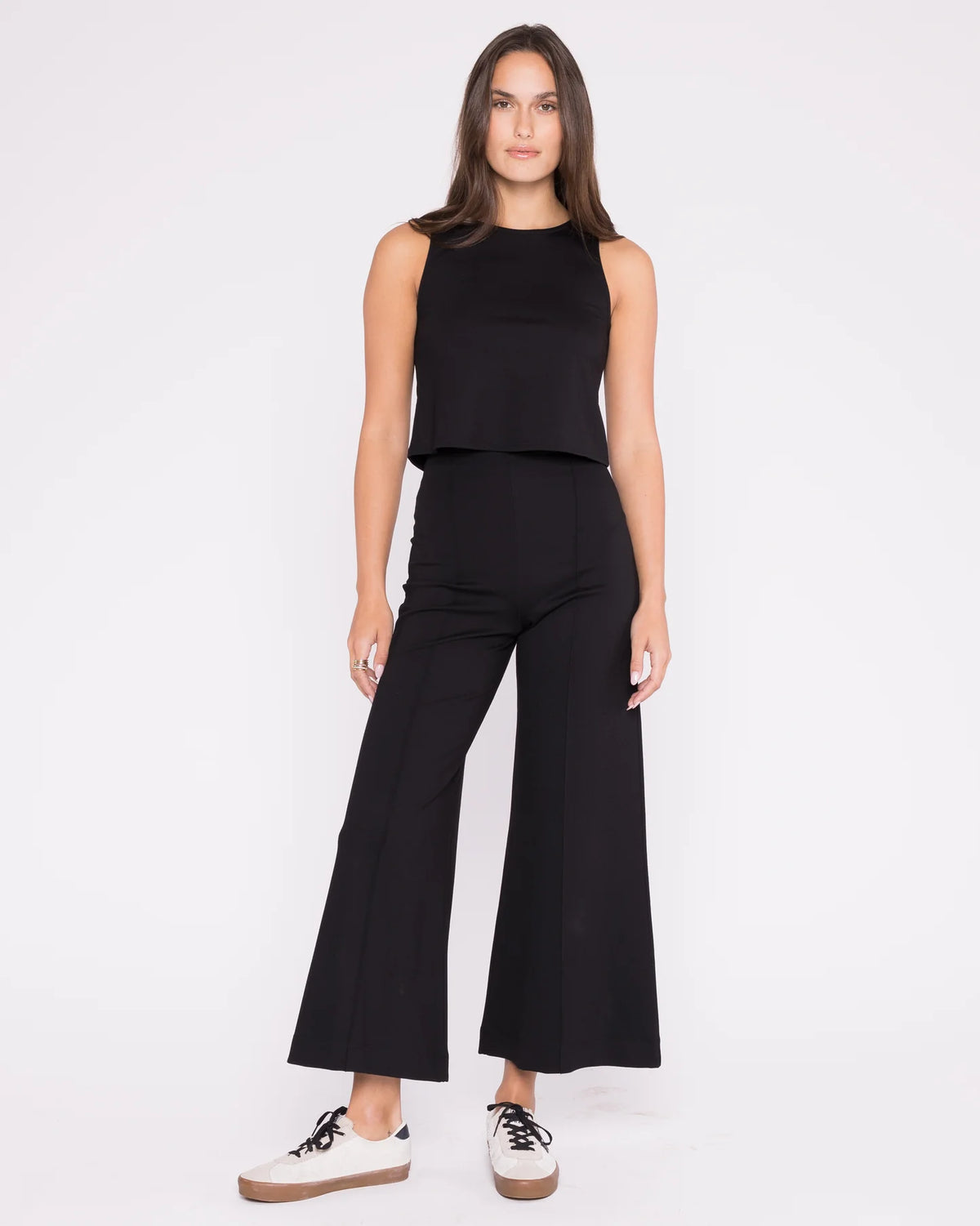 Ponte Wide Leg Crop Pant in Black - Ripley Radar