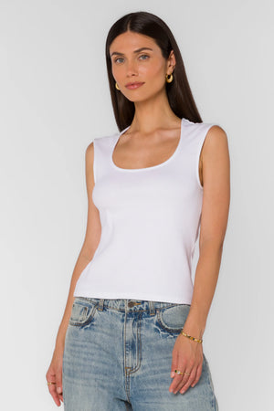 Hayes Scoop Tank in White - Velvet Heart