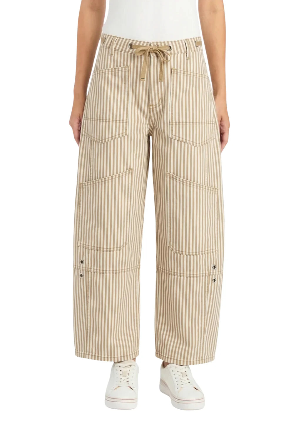 Grommet waist stripe crop pant-Tractr 97045-RFGF