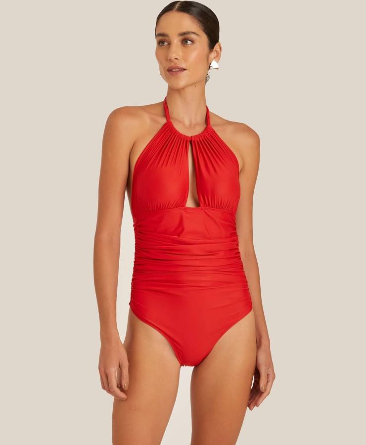 Ruched Halter 1pc Lychee Red -Lenny Niemeyer  48020545
