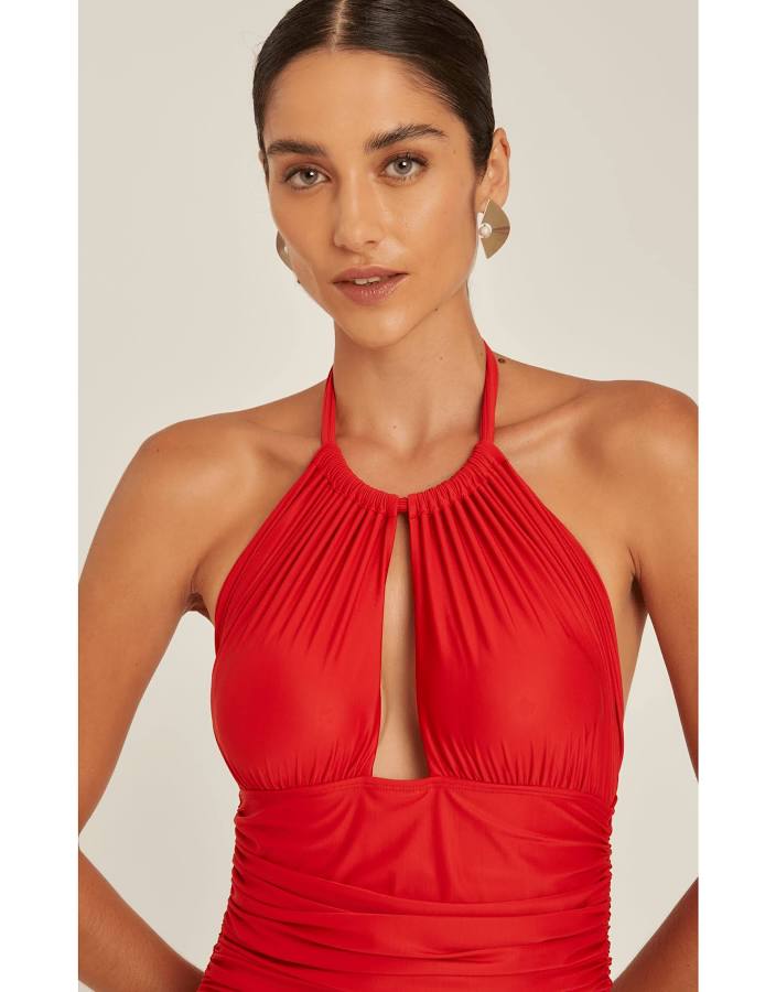 Ruched Halter 1pc Lychee Red -Lenny Niemeyer  48020545
