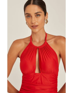 Ruched Halter 1pc Lychee Red -Lenny Niemeyer  48020545