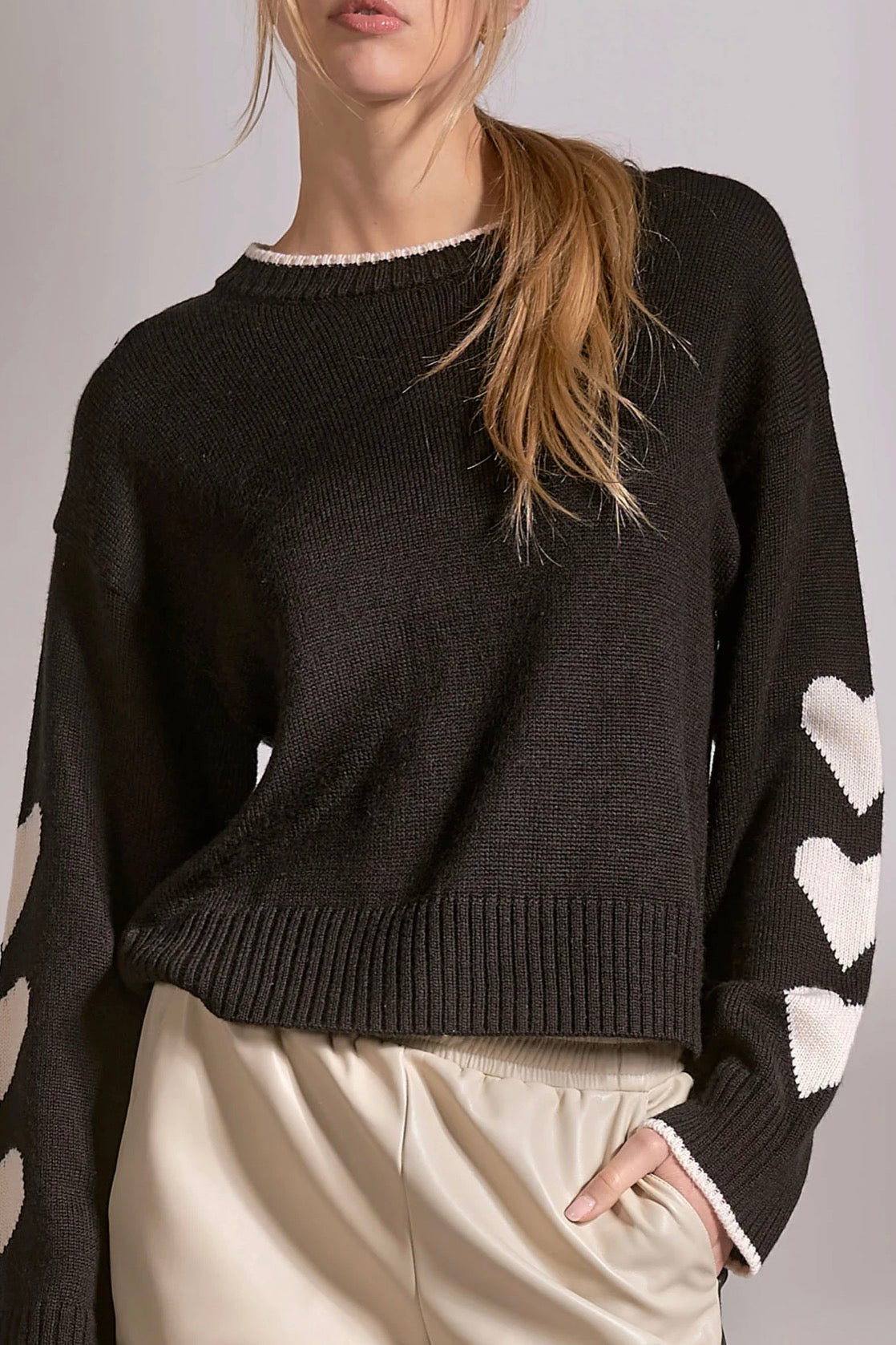 Heart on sleeve sweater-Elan swp11605