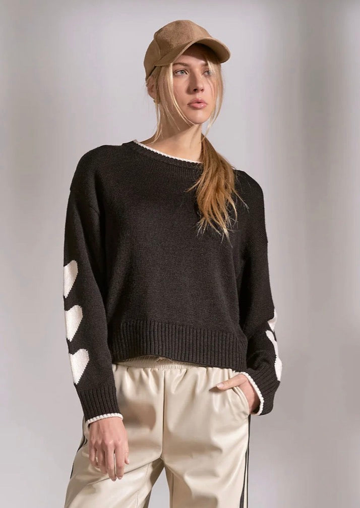 Heart on sleeve sweater-Elan swp11605