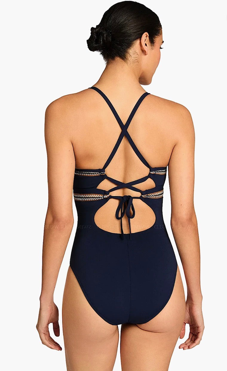 Nova lace up back 1pc-Robin Piccone 262413