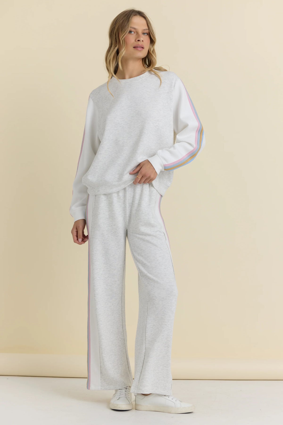 Varsity grey spring stripe cloud crew-Vintage Havana B13982