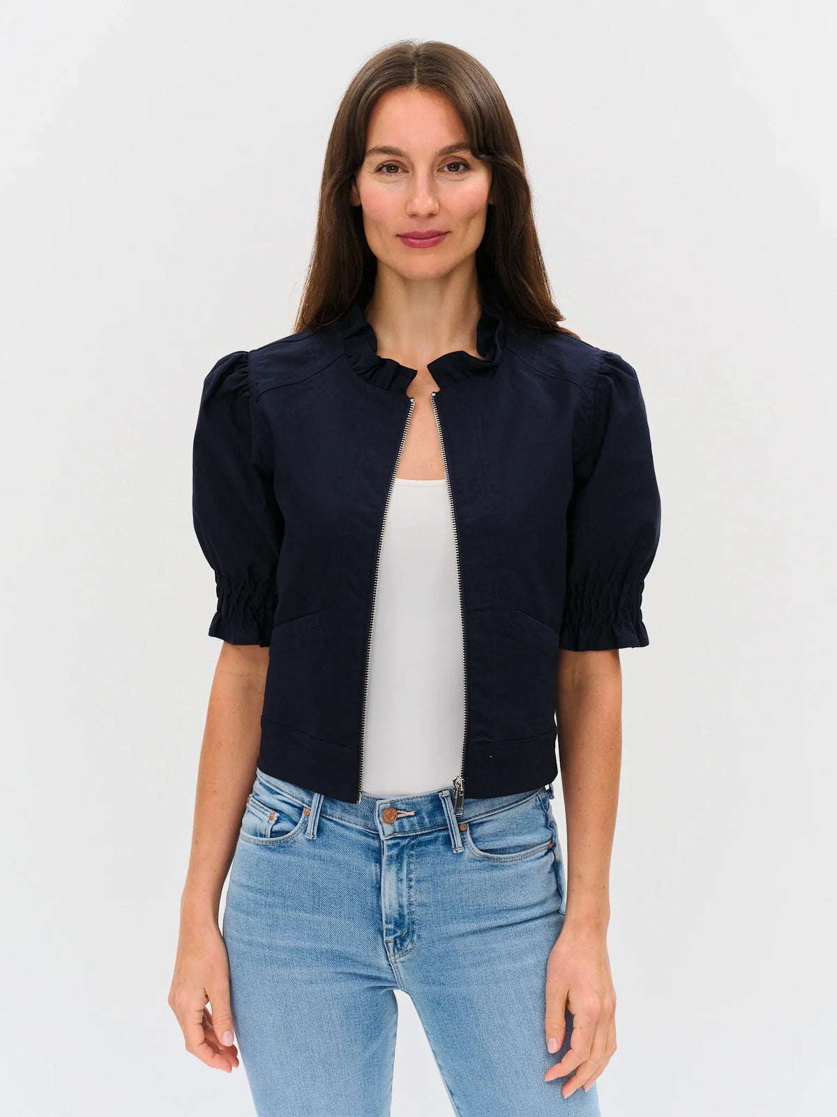 Madison ruffled puff slv jacket-Six Fifty SF2612