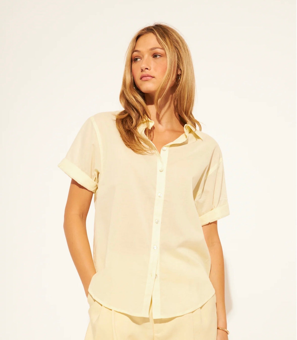 S/S button up blouse soft butter-John + Jenn S628SS55