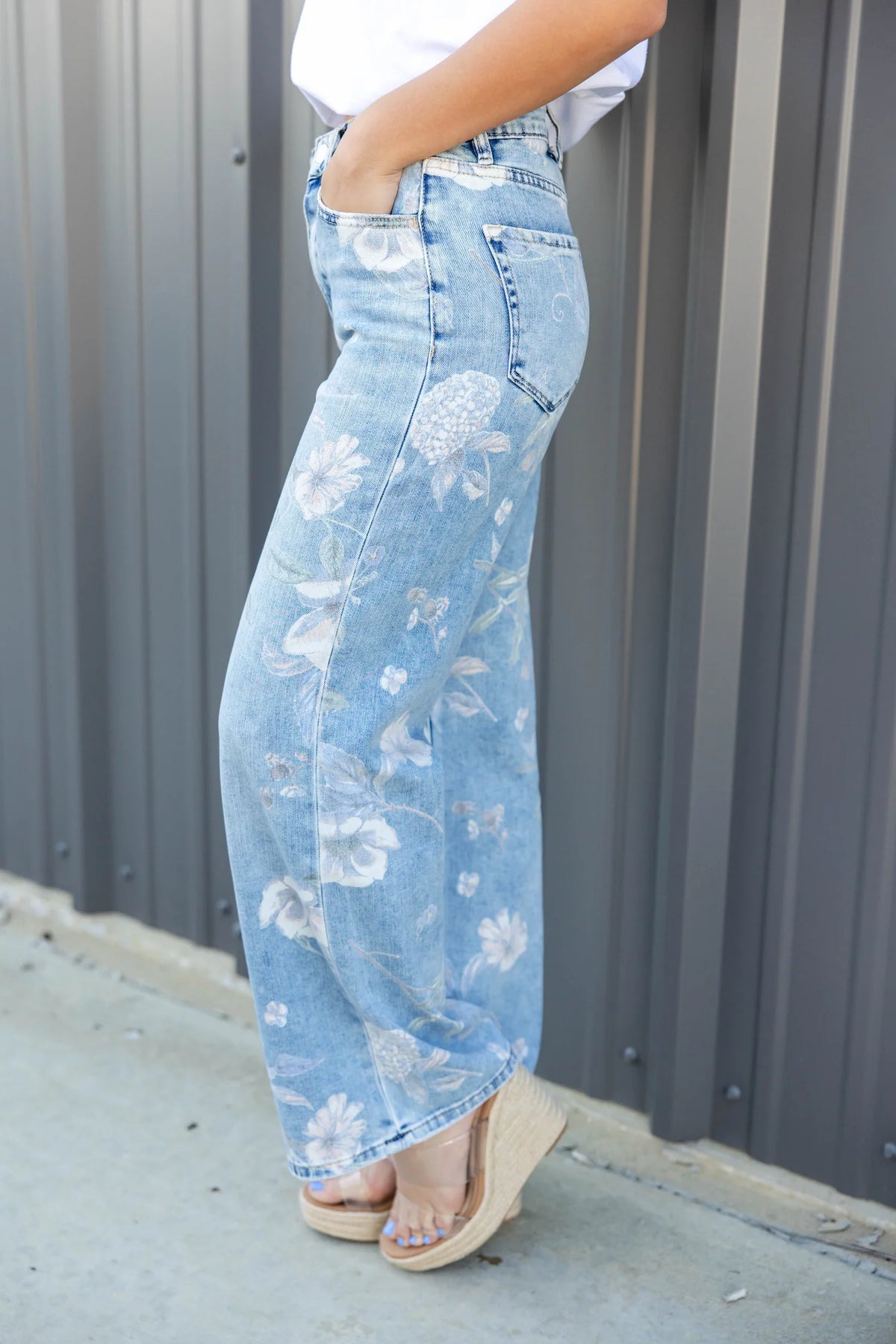 High rise floral flare jean-Vervet