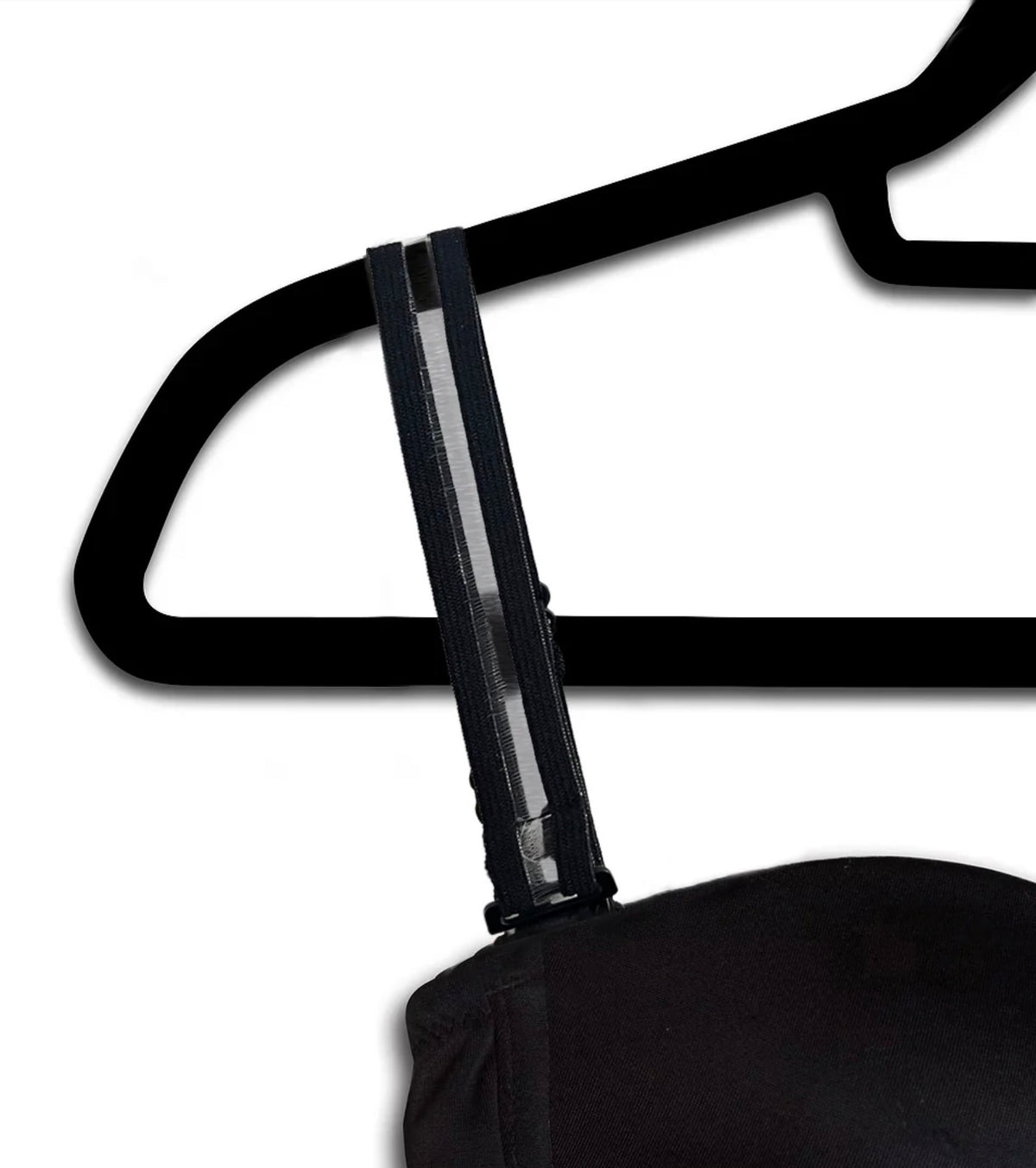 Black skinny sheer on plunge-Strap it's