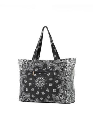 Bailey Bandana Tote Bag Blk/Whi-Haute Shore