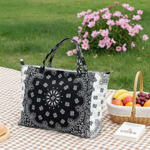 Bailey Bandana Tote Bag Blk/Whi-Haute Shore
