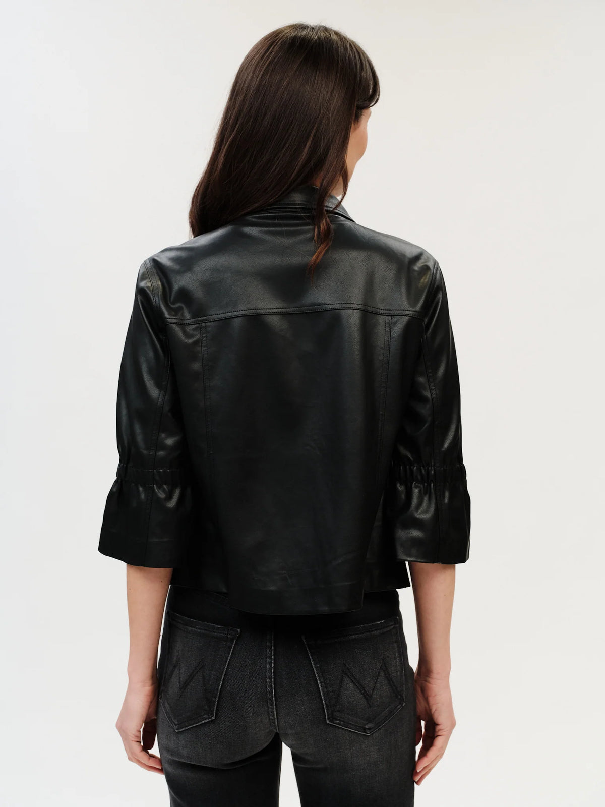 Romy faux leather 3/4 slv jacket-Six Fifty Sf7531