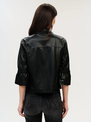 Romy faux leather 3/4 slv jacket-Six Fifty Sf7531