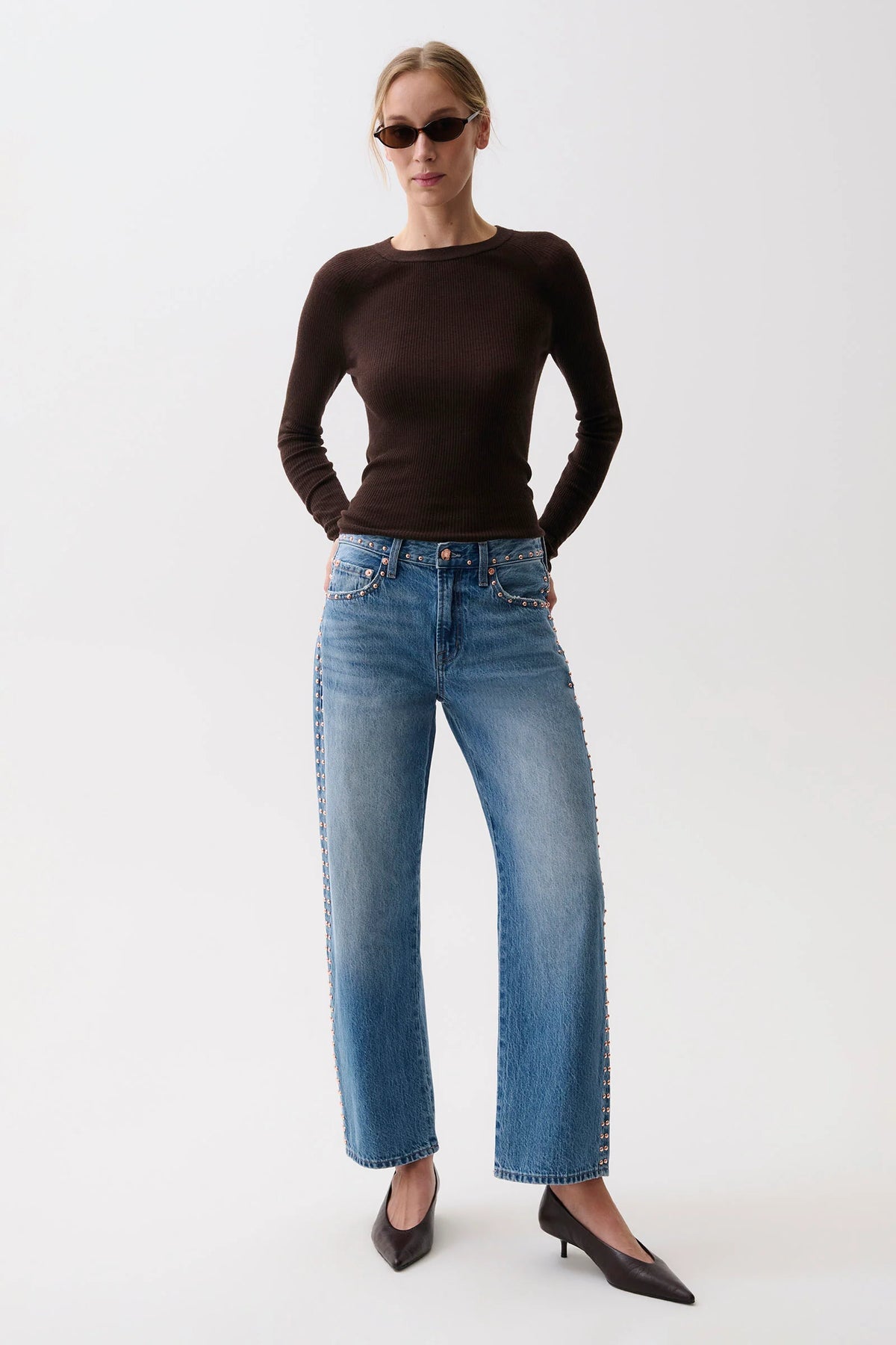 Lexi mid rise bowed straight jean-Pistola