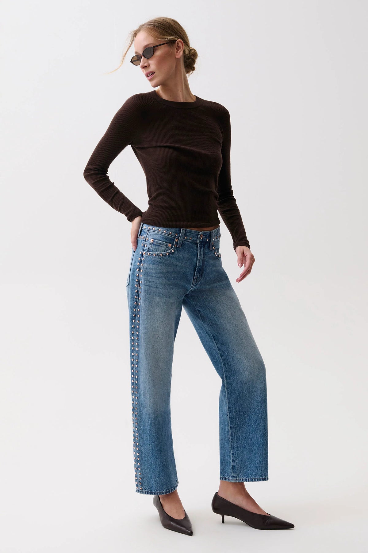 Lexi mid rise bowed straight jean-Pistola