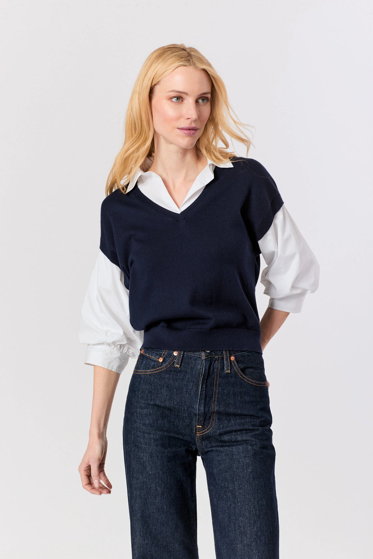 Puff sleeve 2-fer sweater-J Society 24026
