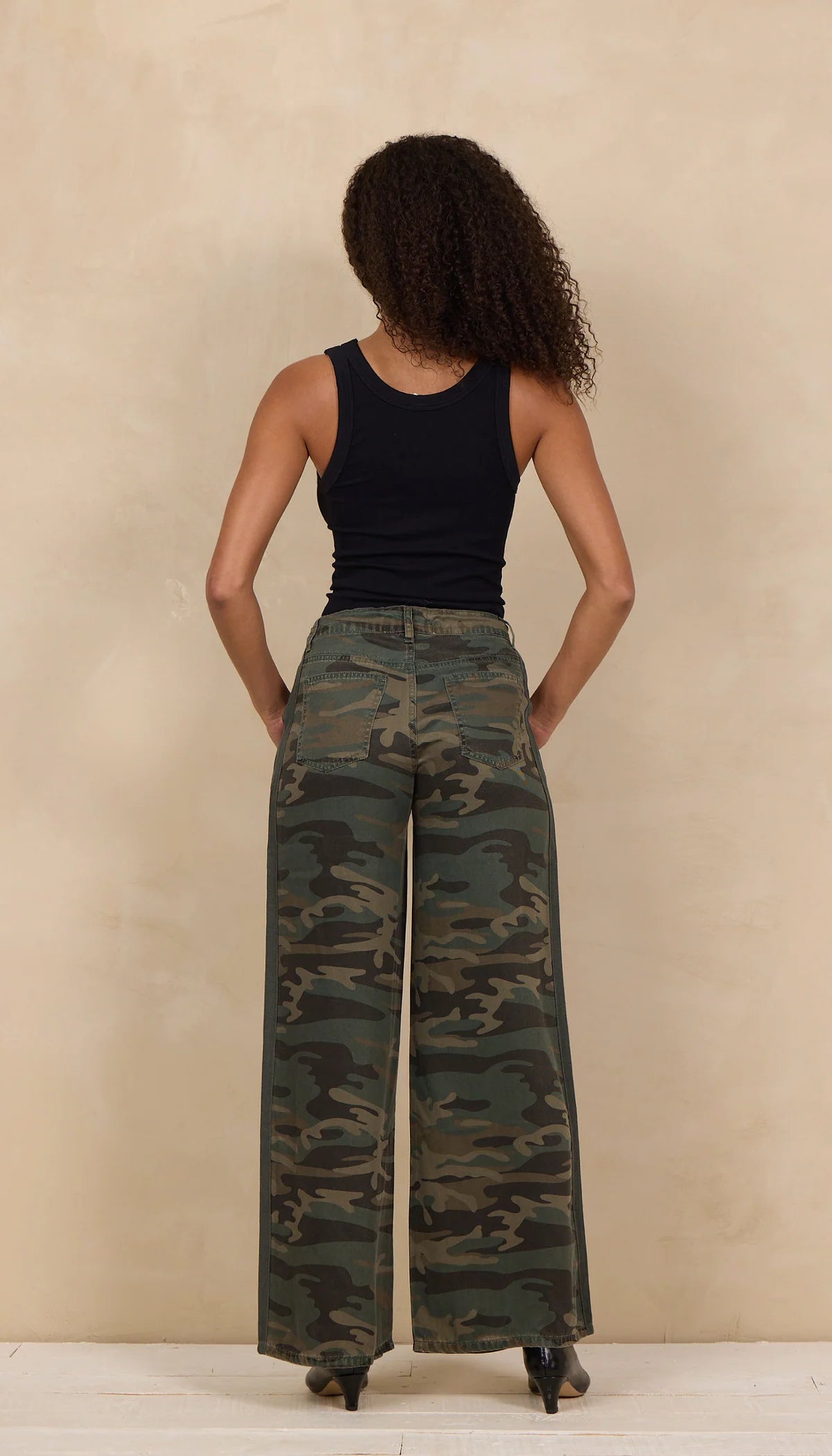 Camo tencel wide leg pant-Vintage Havana CC14458
