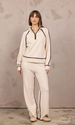 Wide leg sweatpant w/contrast detail-Vintage Havana B14495