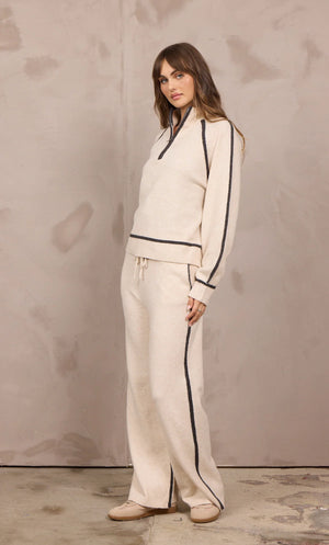 Wide leg sweatpant w/contrast detail-Vintage Havana B14495