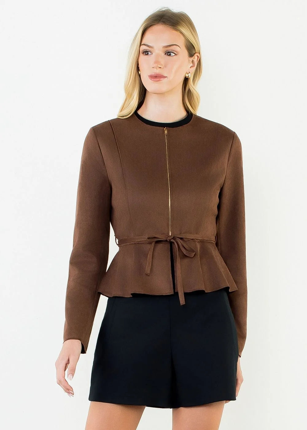 Zipper jkt w/ tie waist-THML THB1070