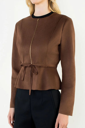 Zipper jkt w/ tie waist-THML THB1070
