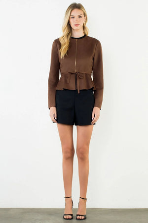 Zipper jkt w/ tie waist-THML THB1070