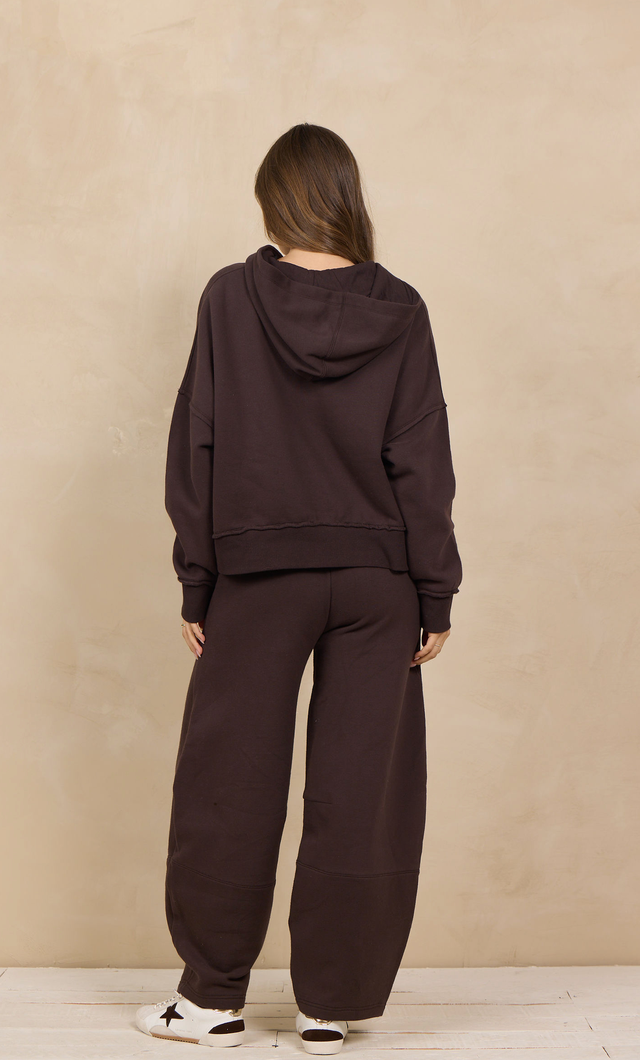 Soft surf wash lace up hoodie-Vintage Havana B14558