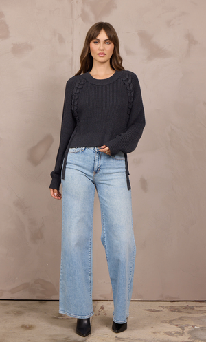 Braided detail sweater-vintage Havana cc14470