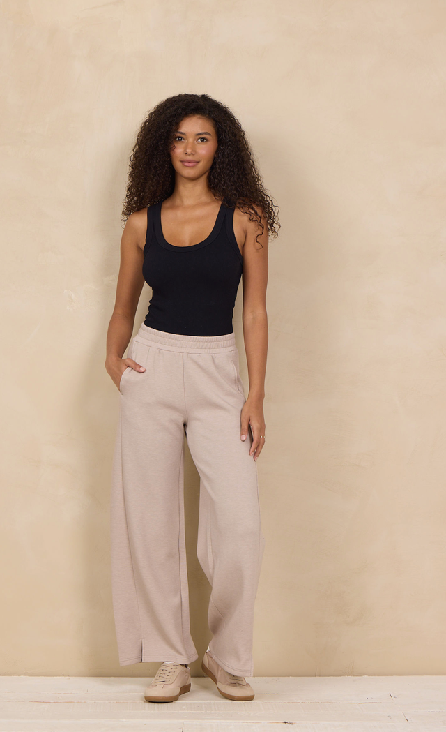Cloud fleece wide leg pant-Vintage Havana B14082