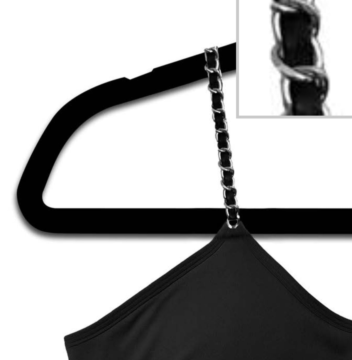 Silver/blk chain on blk bra-Strap it’s