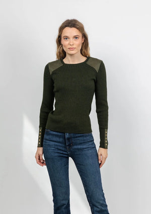 Suede shoulder patch top-J Society 24092