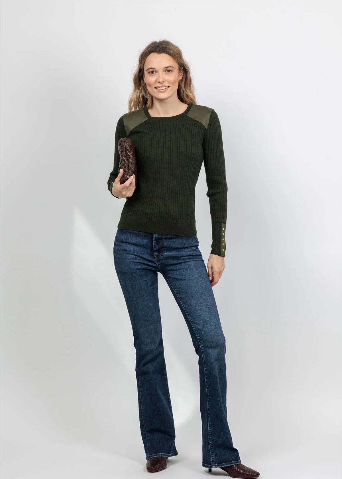 Suede shoulder patch top-J Society 24092