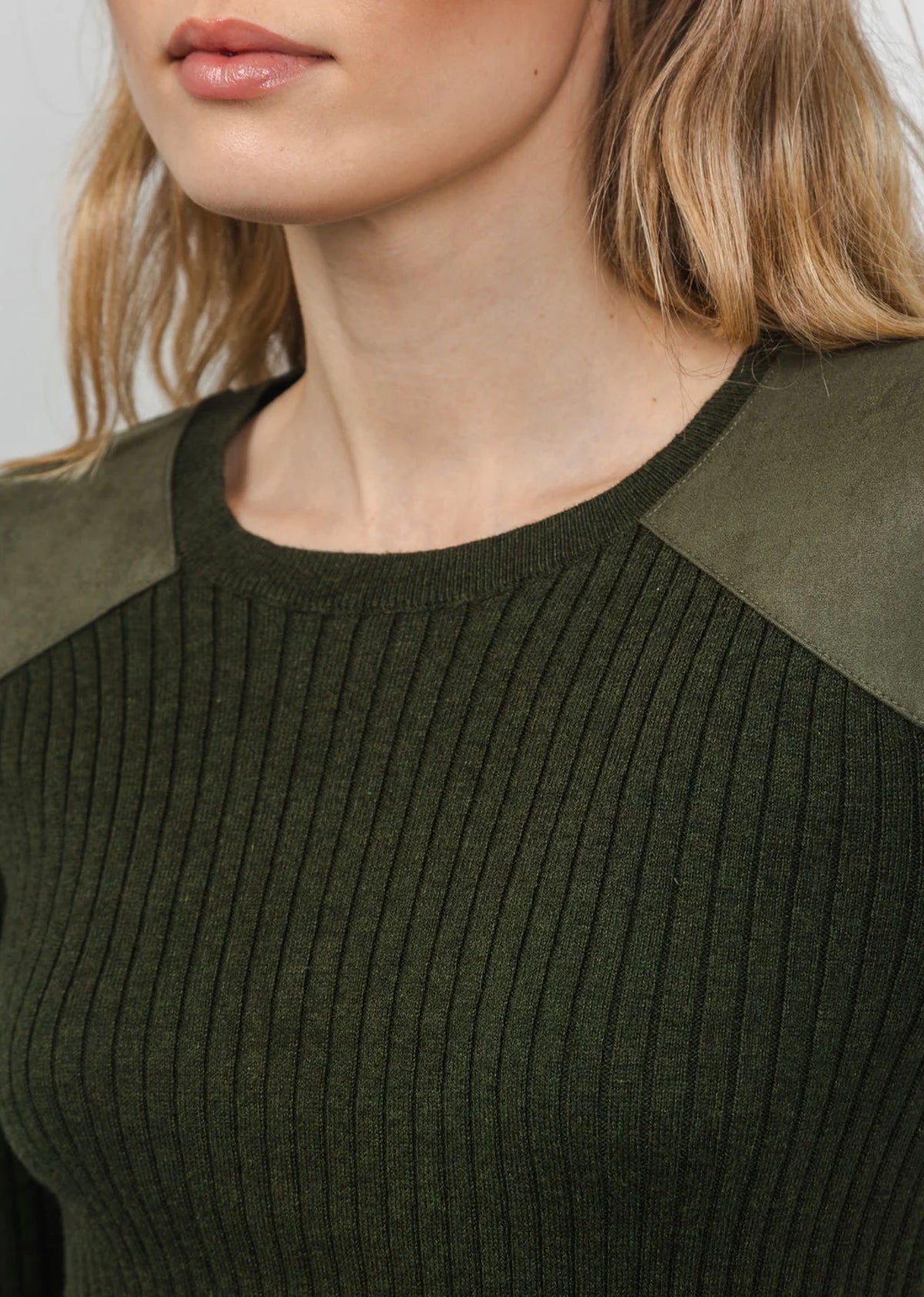 Suede shoulder patch top-J Society 24092