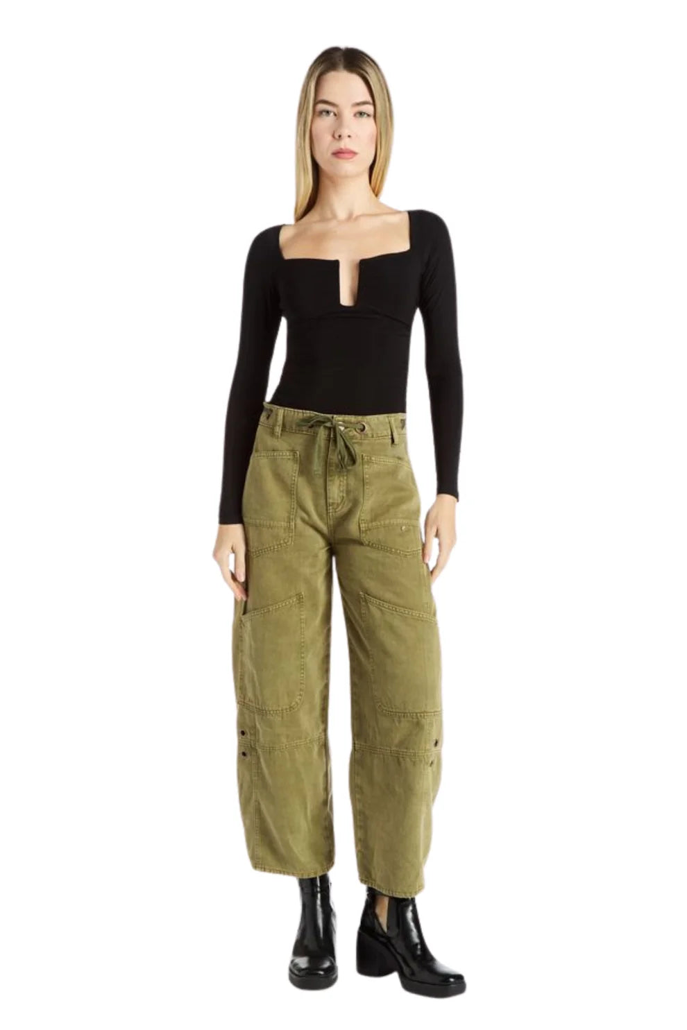 Grommet waist barrel jean solid-Tractr 97045-RGTF
