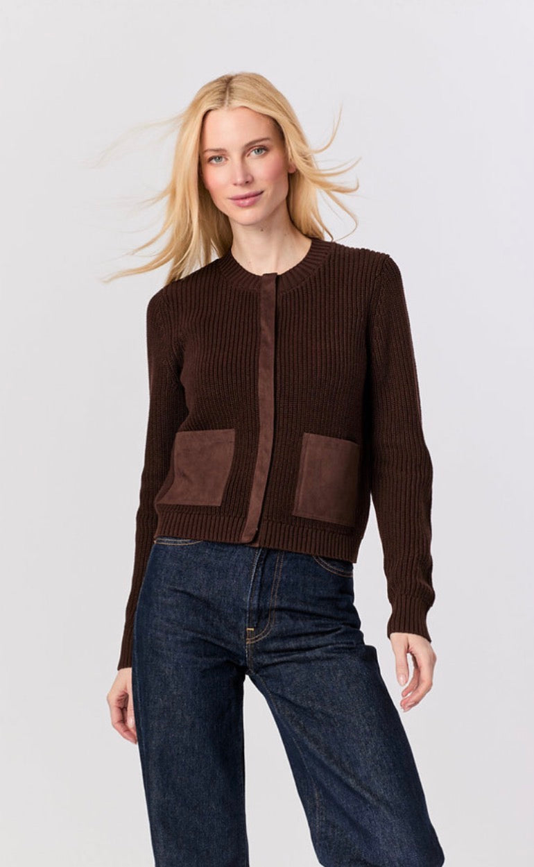 Suede trim shaker cardigan-J. Society 24040