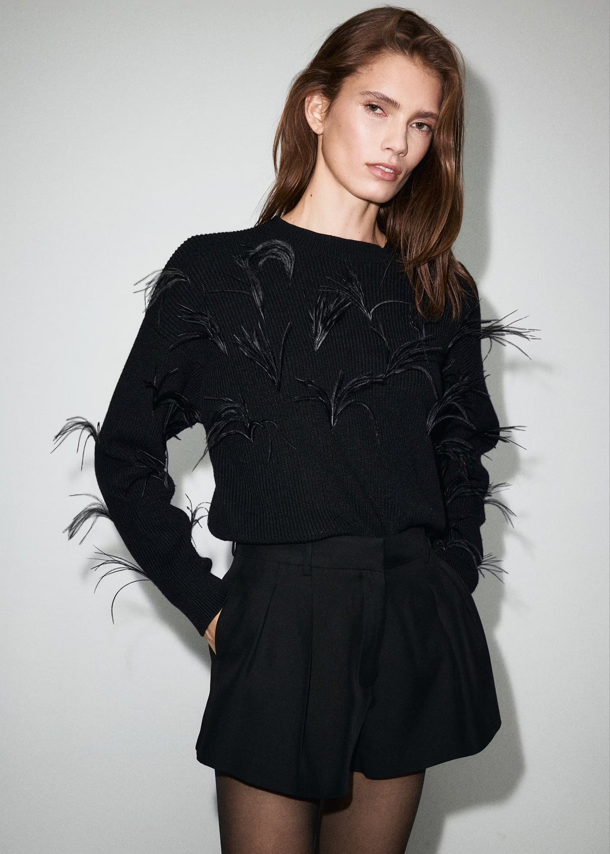 Feather Detail sweater-Ariella T1812