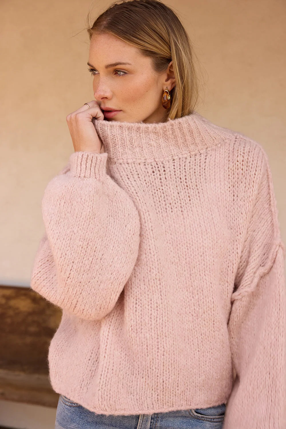 Mock neck sweater-Vintage Havana V1032