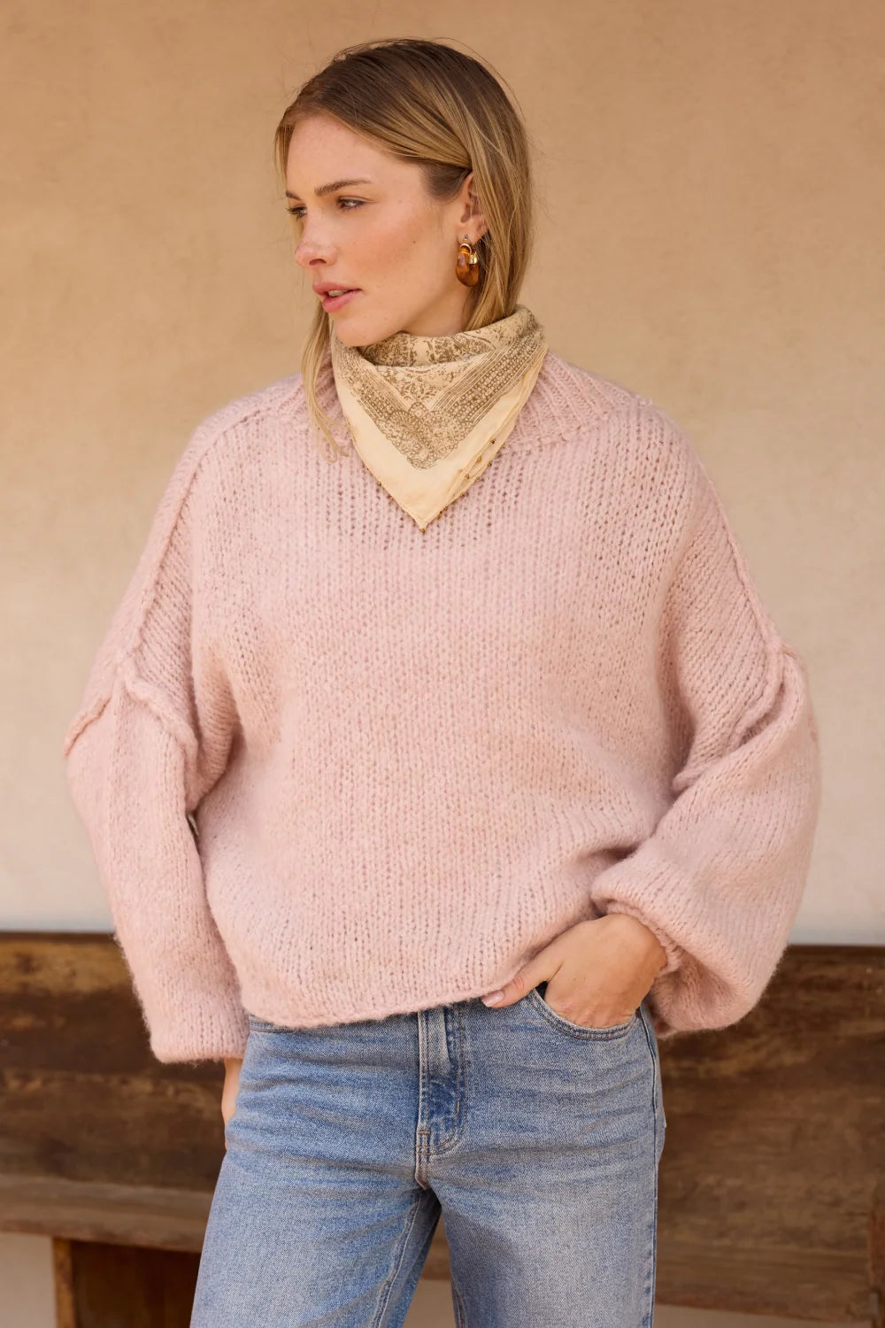 Mock neck sweater-Vintage Havana V1032
