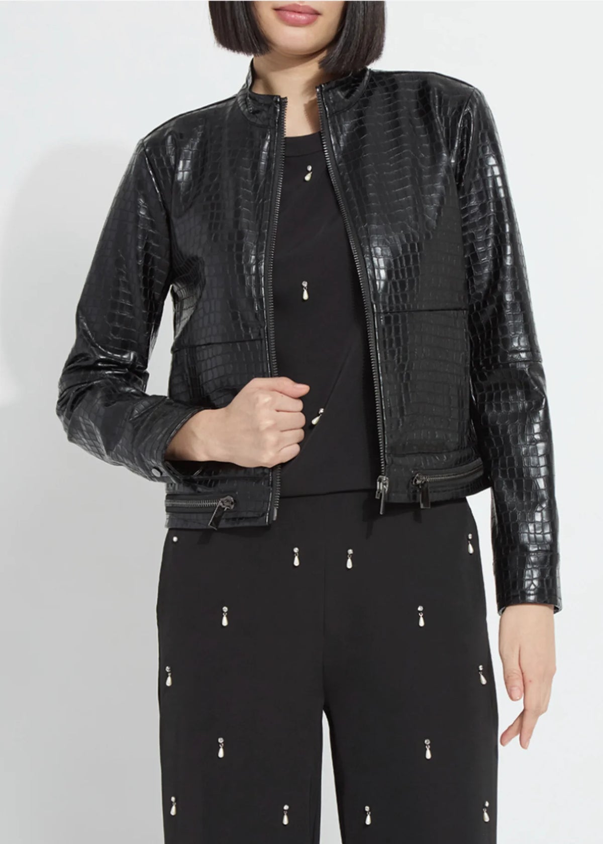 Yara embossed vegan leather moto jkt-Lysse 4003
