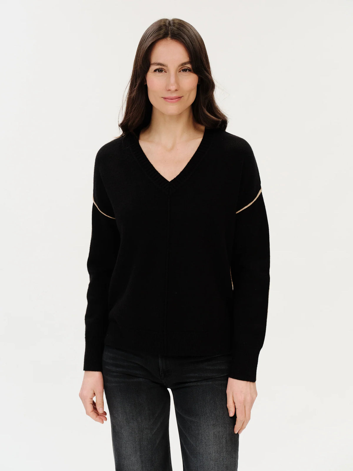 Fiore v neck exposed seam sweater-Six Fifty SF1244