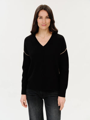 Fiore v neck exposed seam sweater-Six Fifty SF1244