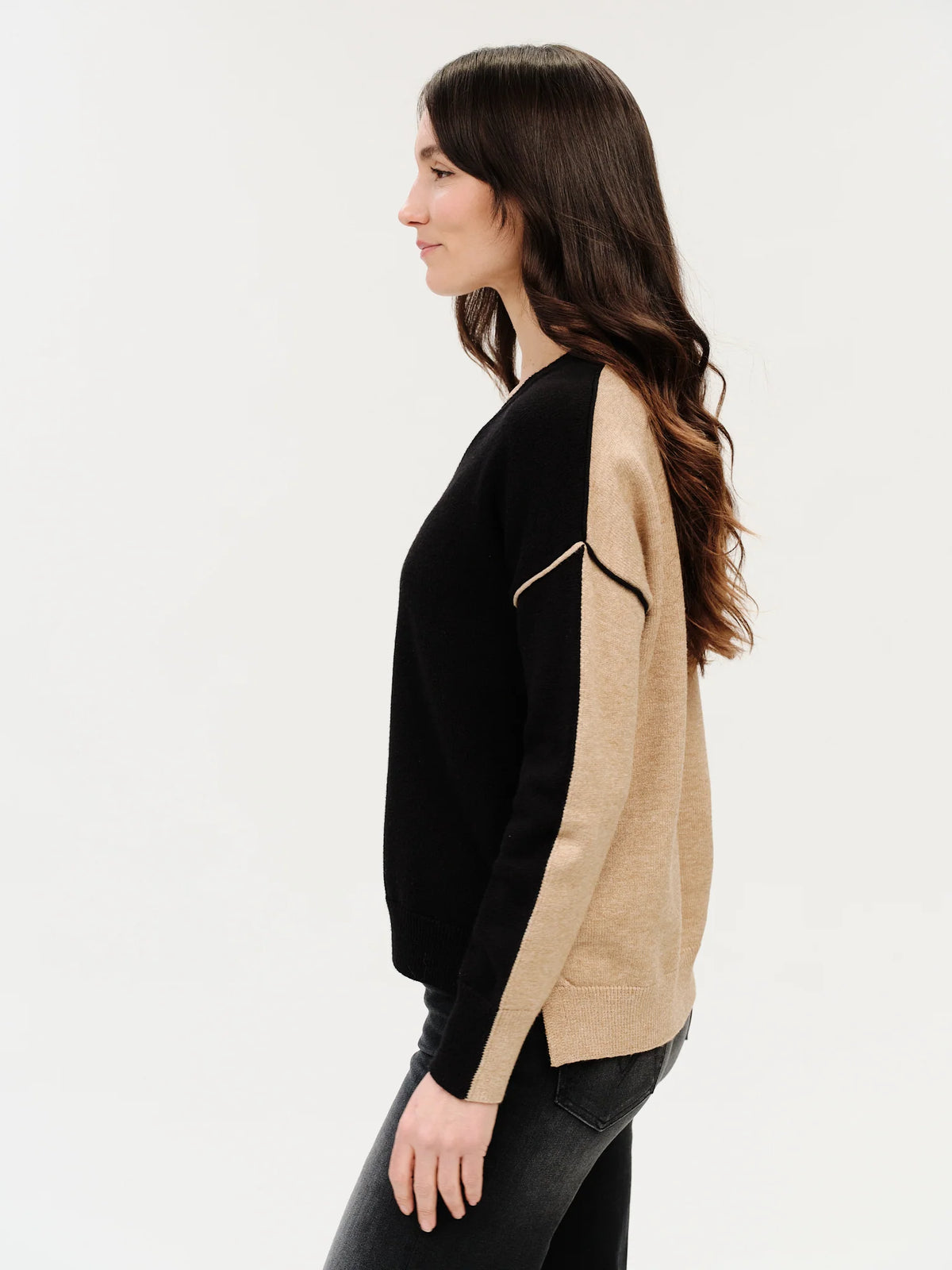 Fiore v neck exposed seam sweater-Six Fifty SF1244
