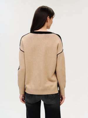 Fiore v neck exposed seam sweater-Six Fifty SF1244