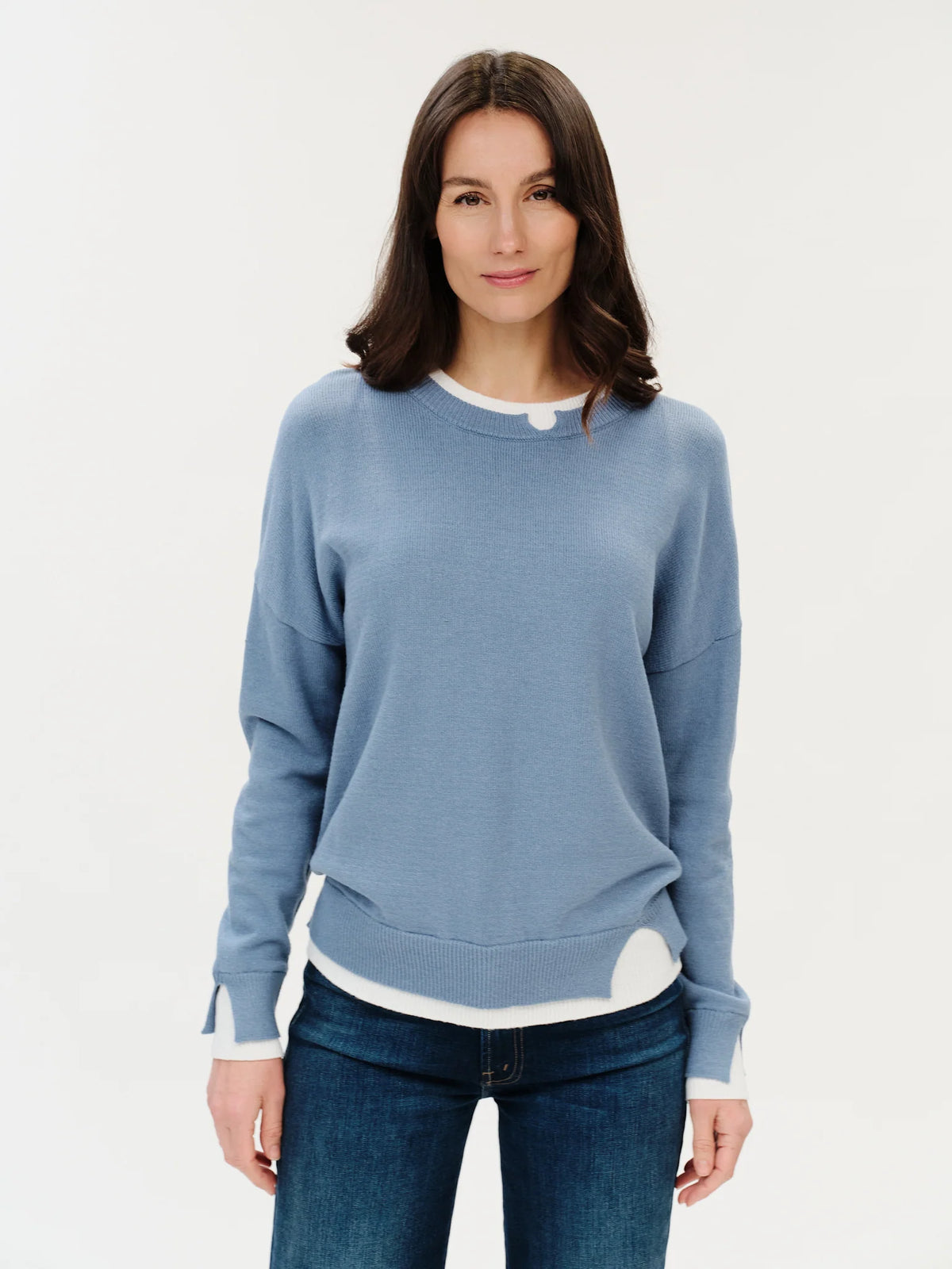 Mar double layer notch collar sweater-Six Fifty SF1008
